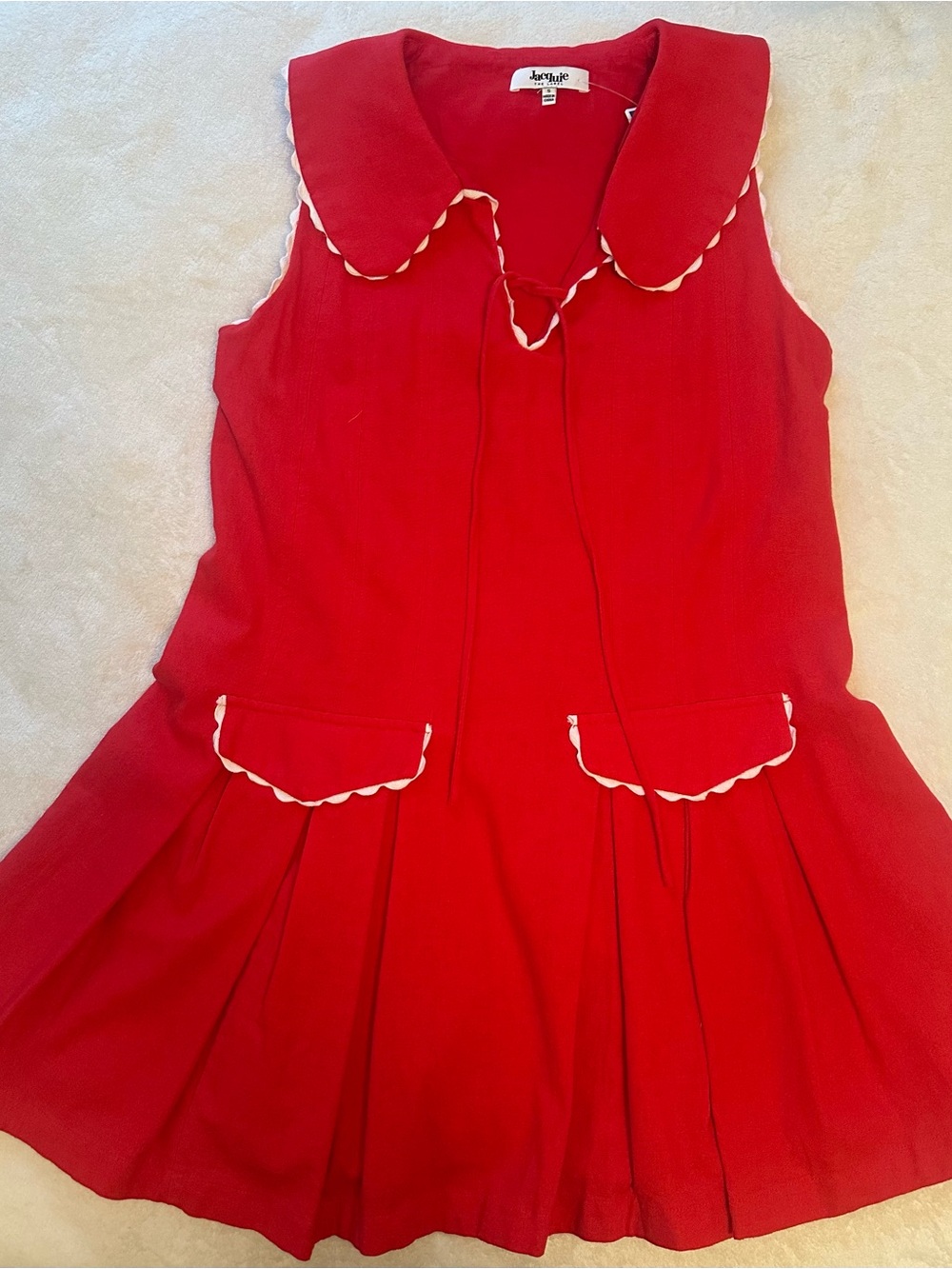 Jacqui The Label pleated red dress
